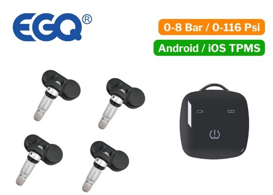 Sensore TPMS interno wireless per auto BL8 con portachiavi ricevitore ricaricabile e APP mobile compatibile con Android e IOS